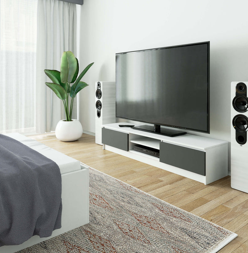KOMODA RTV K160 CLP BIAŁY / SZARY
