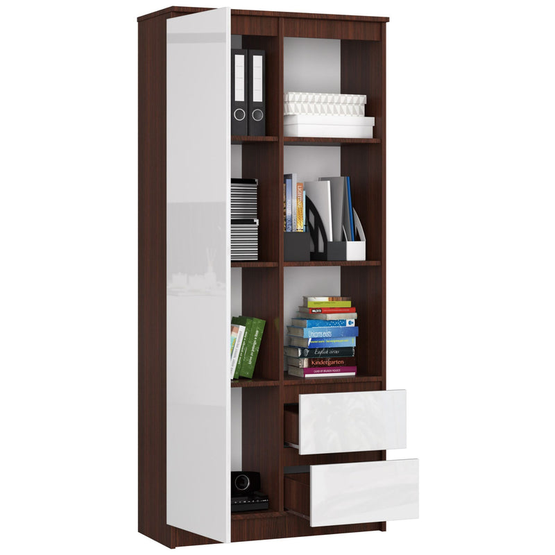 REGAŁ BIUROWY R 80 cm CLP R11 WENGE / BIAŁY POŁYSK