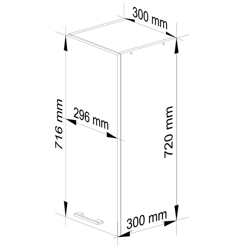 WISZĄCA SZAFKA KUCHENNA OLIWIA W 30cm BIAŁA-CZARNY POŁYSK H720