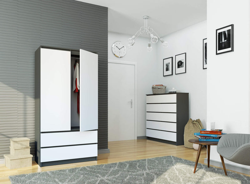 SZAFA S90 2D 2SZ CLP GRAFIT PK SZARY / BIAŁA
