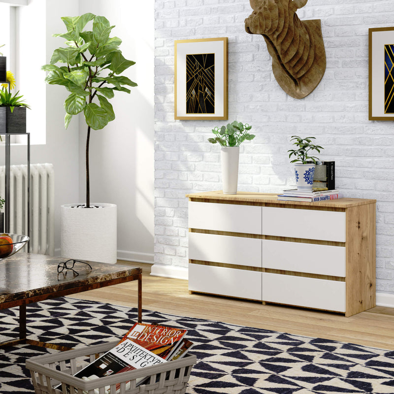 KOMODA CL100 6SZ PK DĄB SONOMA / BIAŁA