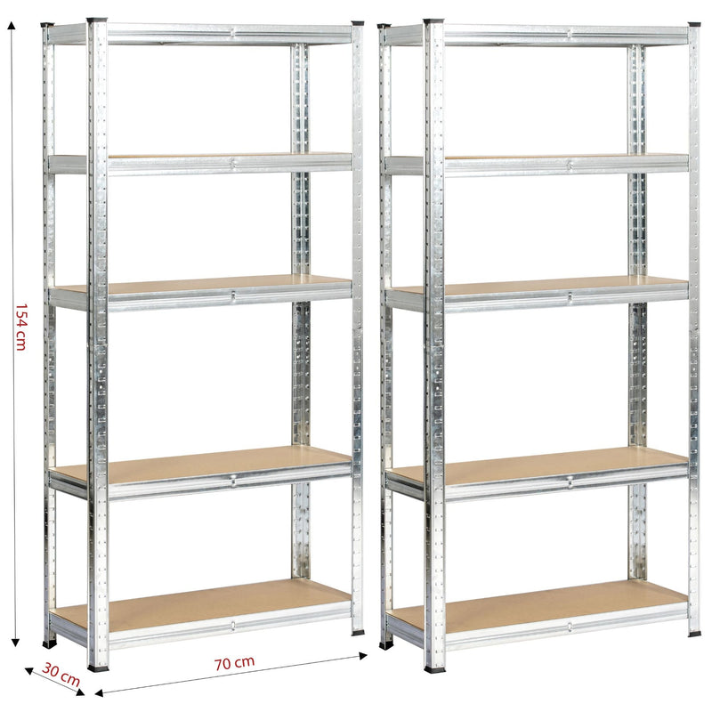 2x REGAŁ METALOWY 70x30x154 SREBRNY