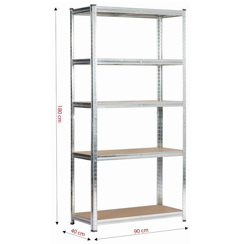REGAŁ METALOWY 90x40x180 SREBRNY