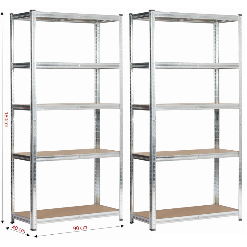 2x REGAŁ METALOWY 90x40x180 SREBRNY