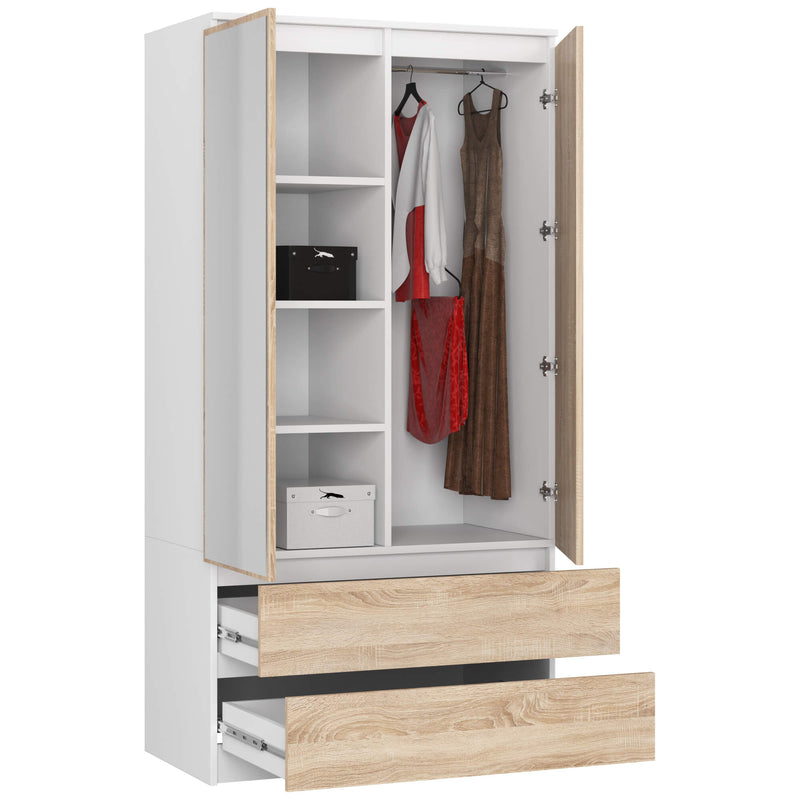 SZAFA S90 2D 2SZ 2 LUSTRO CLP PK BIAŁY / SONOMA