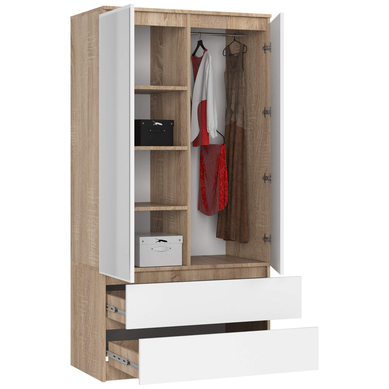 SZAFA S90 2D 2SZ 2 LUSTRO CLP PK SONOMA / BIAŁY