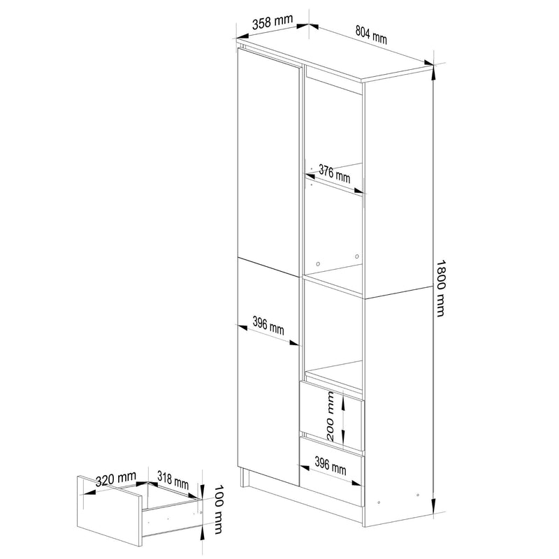 REGAŁ R11 R80 1D 2SZ CLP PK SONOMA / BIAŁY