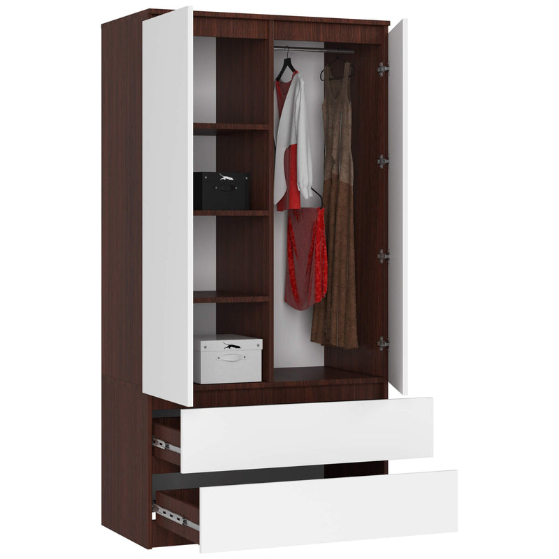SZAFA S 90 cm 2 DRZWI 2 SZUFLADY PK WENGE / BIAŁA