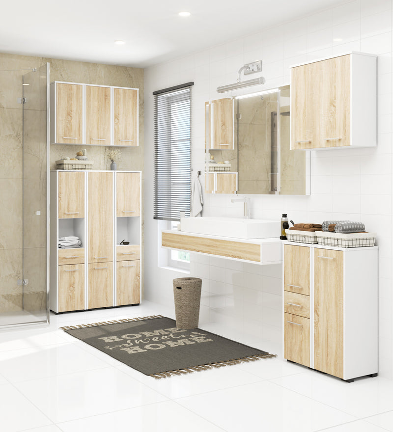 SZAFKA WISZĄCA FIN H934 W64 2D BIAŁA/DĄB SONOMA