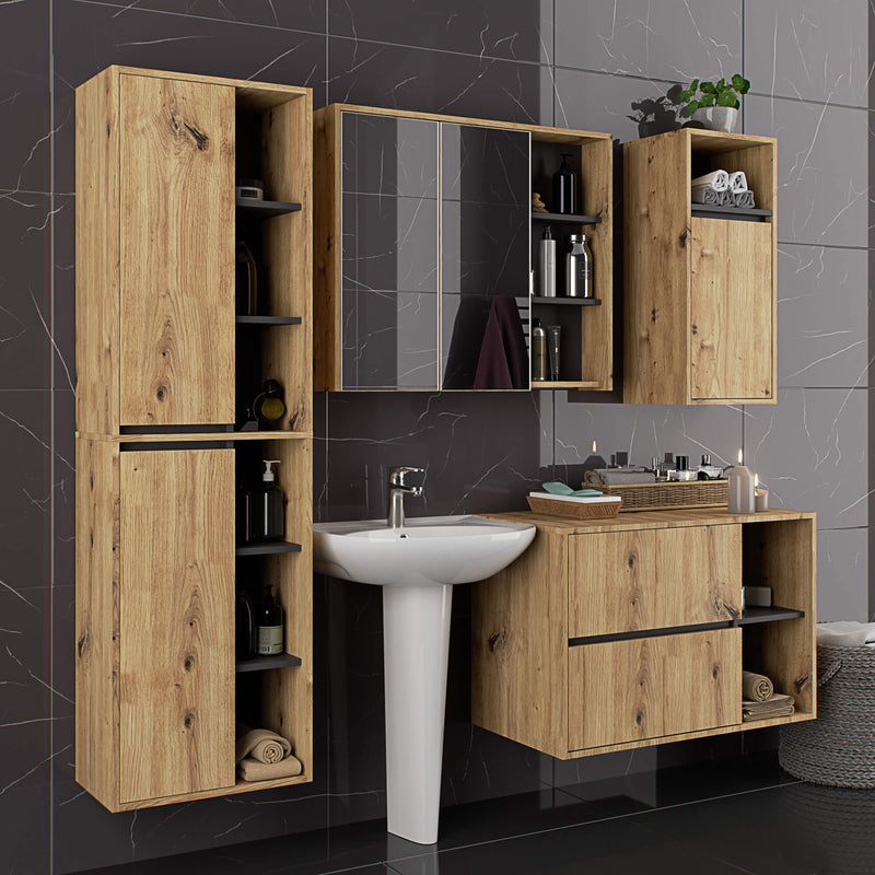 SZAFKA ŁAZIENKOWA WISZĄCA VAMI W90 2D 3P LO DĄB ARTISAN / GRAFIT SZARY