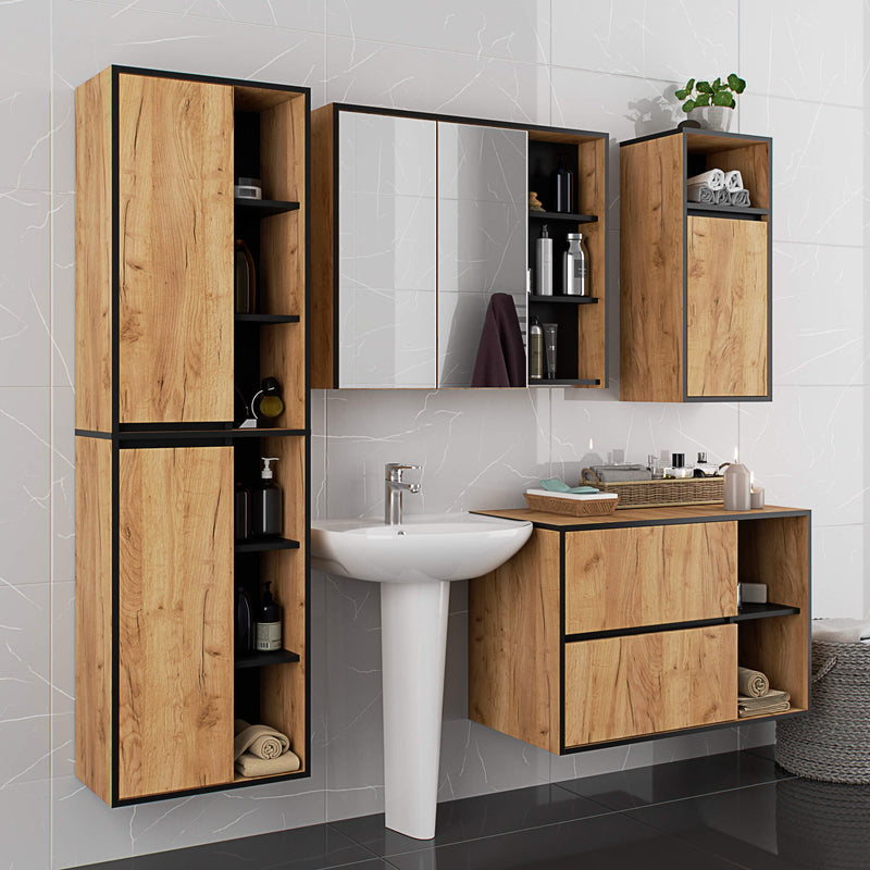 SZAFKA ŁAZIENKOWA WISZĄCA VAMI W90 2D 3P LO DĄB CRAFT / CZARNY