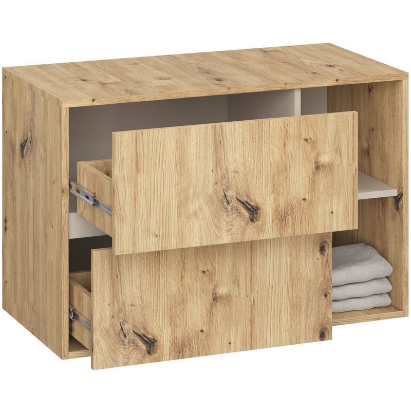 SZAFKA ŁAZIENKOWA POD UMYWALKĘ Z OTWORAMI VAMI W90 UM 2SZ 2P DĄB ARTISAN / KASZMIR