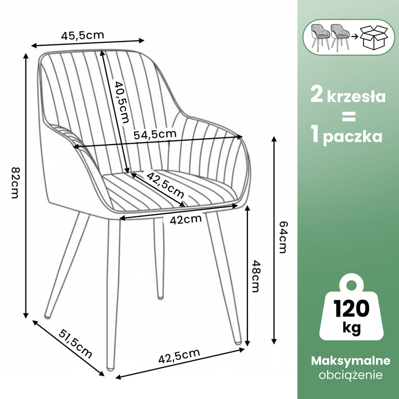 2x Welurowe krzesło tapicerowane z przeszyciami Kremowe FLORENCE Złote nogi