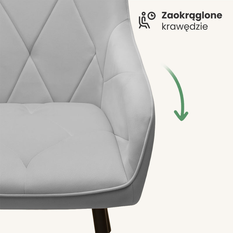 6x Welurowe krzesło tapicerowane pikowane Szare DIAMANTE Czarne nogi