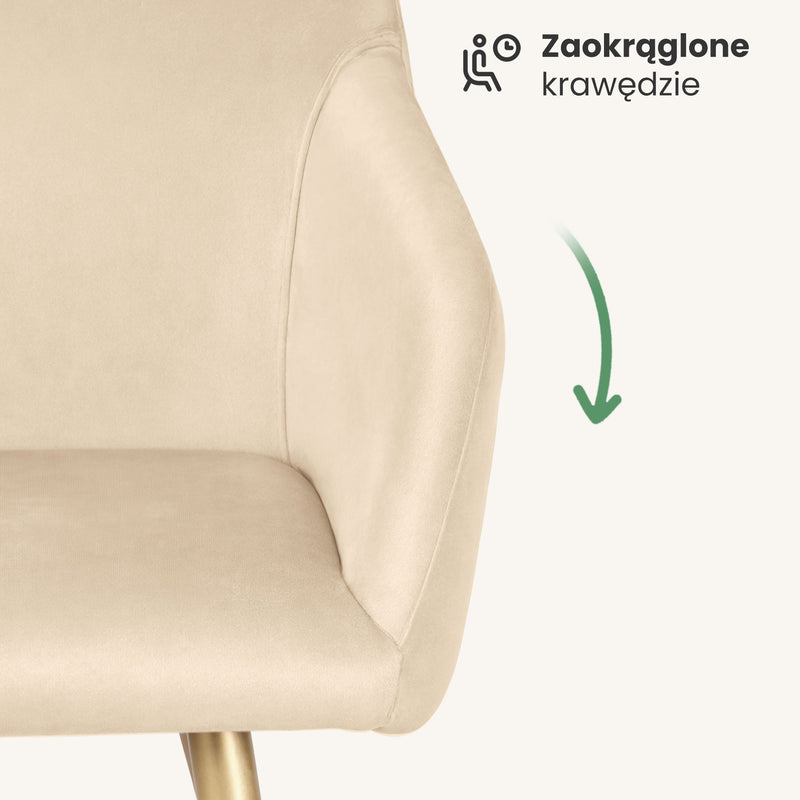 4x Welurowe krzesło tapicerowane gładkie Beżowe ESTELLE Złote nogi