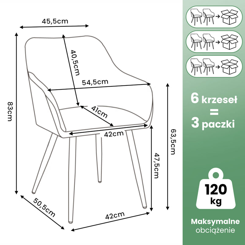 6x Welurowe krzesło tapicerowane gładkie Butelkowa Zieleń ESTELLE Złote nogi