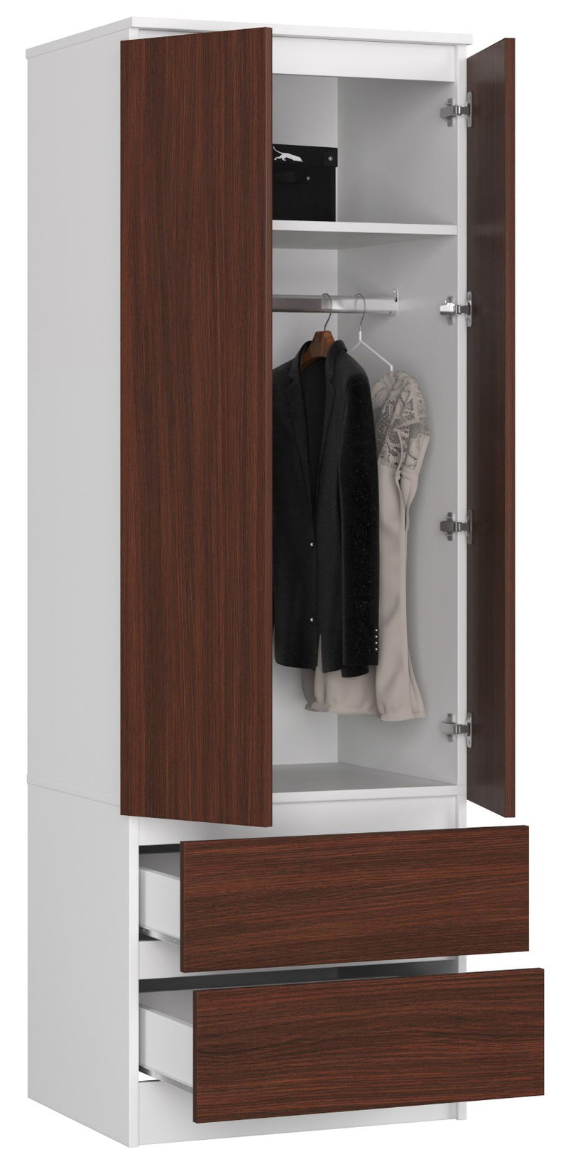 SZAFA STAR S 60 cm 2 DRZWI 2 SZUFLADY PK BIAŁA / WENGE