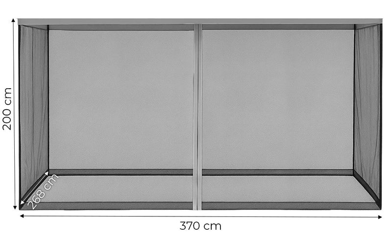 Moskitiera do pawilonu ogrodowego 3x4 m siatka z zamkami błyskawicznymi MultiGarden