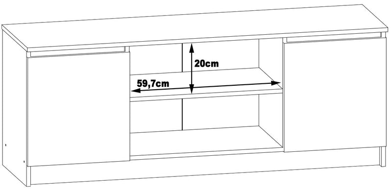 SZAFKA RTV 140 cm 2D 1P BIAŁA / CZARNY POŁYSK