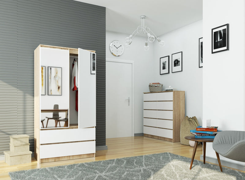 SZAFA S90 2D 2SZ 2 LUSTRO CLP PK SONOMA / BIAŁY