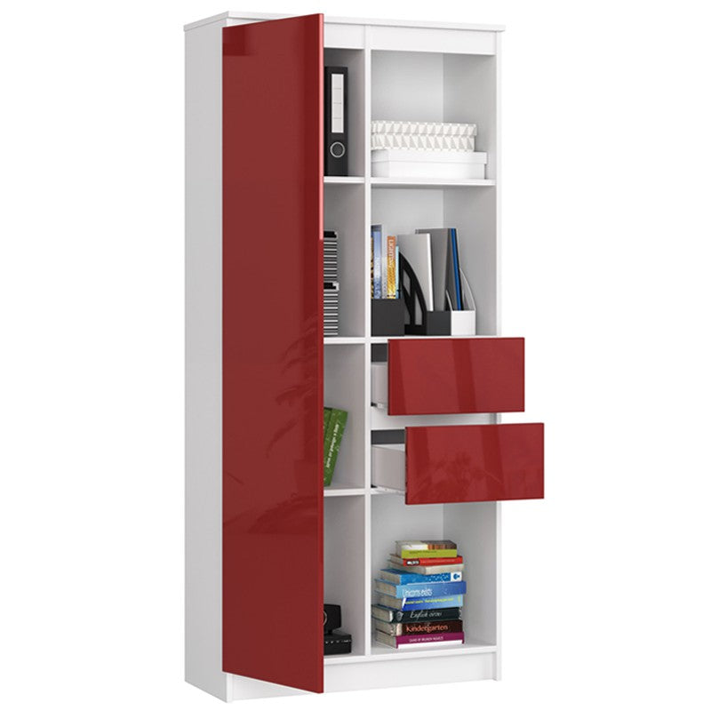 REGAŁ BIUROWY R 80 cm CLP R15 BIAŁY / CZERWONY POŁYSK