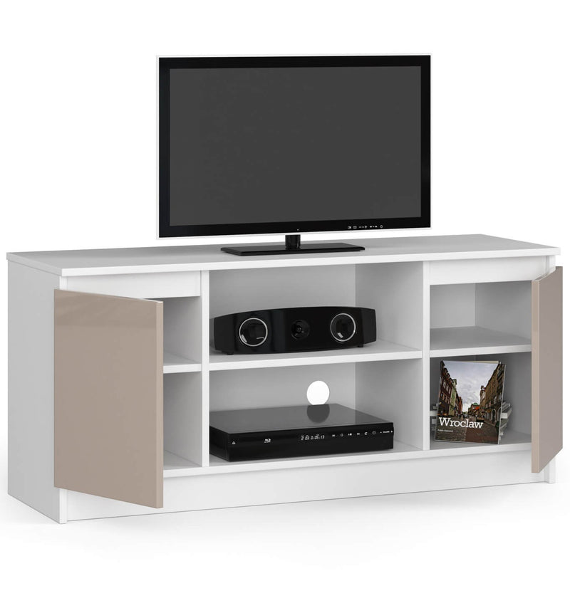 Szafka RTV 120 cm pod telewizor - biała-cappuccino połysk