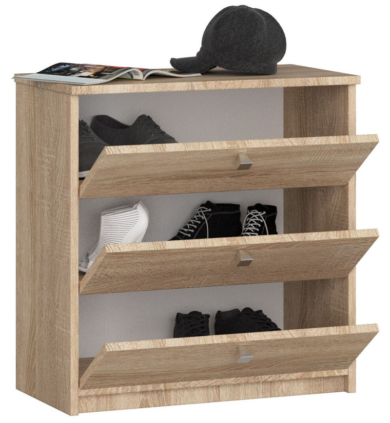 Szafka na buty MINI 3 uchylne drzwiczki 60 cm - dąb sonoma